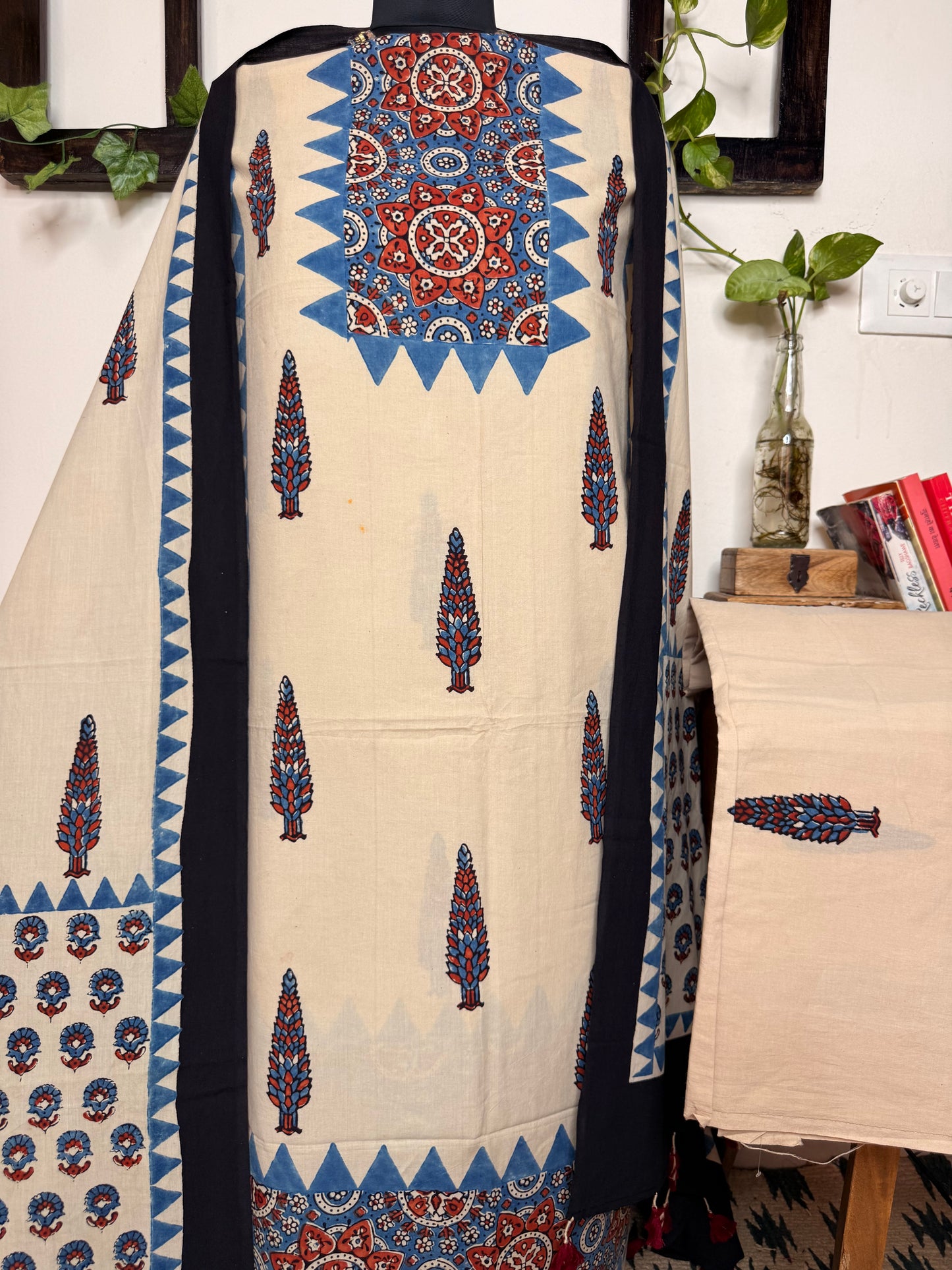 Taj Cotton Ajrakh 3-Piece Unstitched Suit ✨