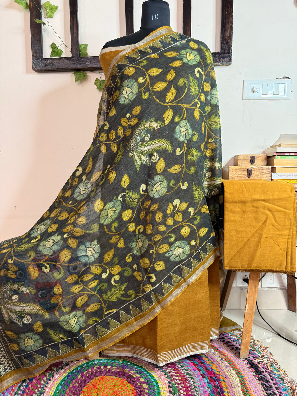 Pure Linen Ajrakh & Kalamkari Digital Print Suit ✨