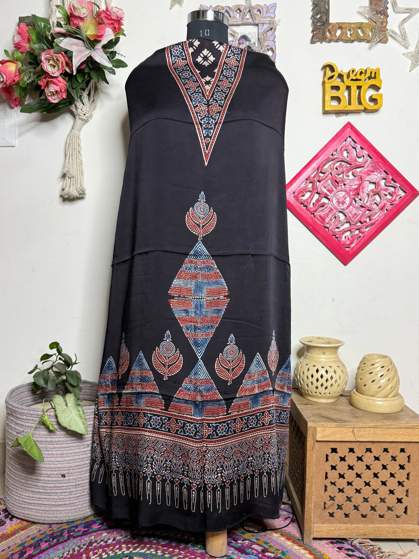🌿 Ajrakh Handblock Modal Suit Set with Dupatta