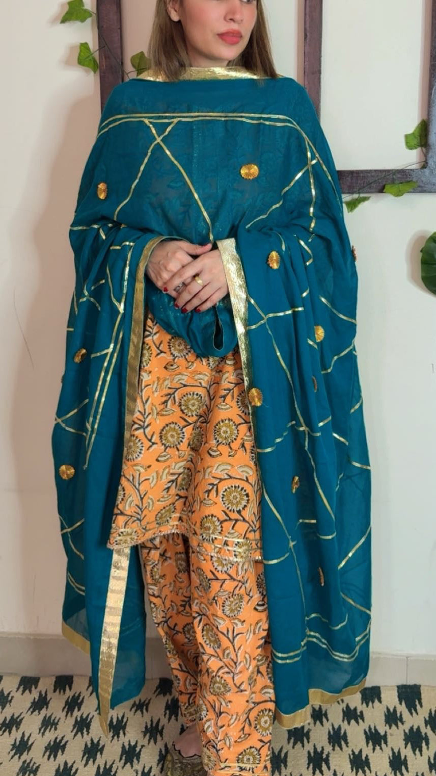 Heavy Gotta Festive Dupatta✨ Rama green color
