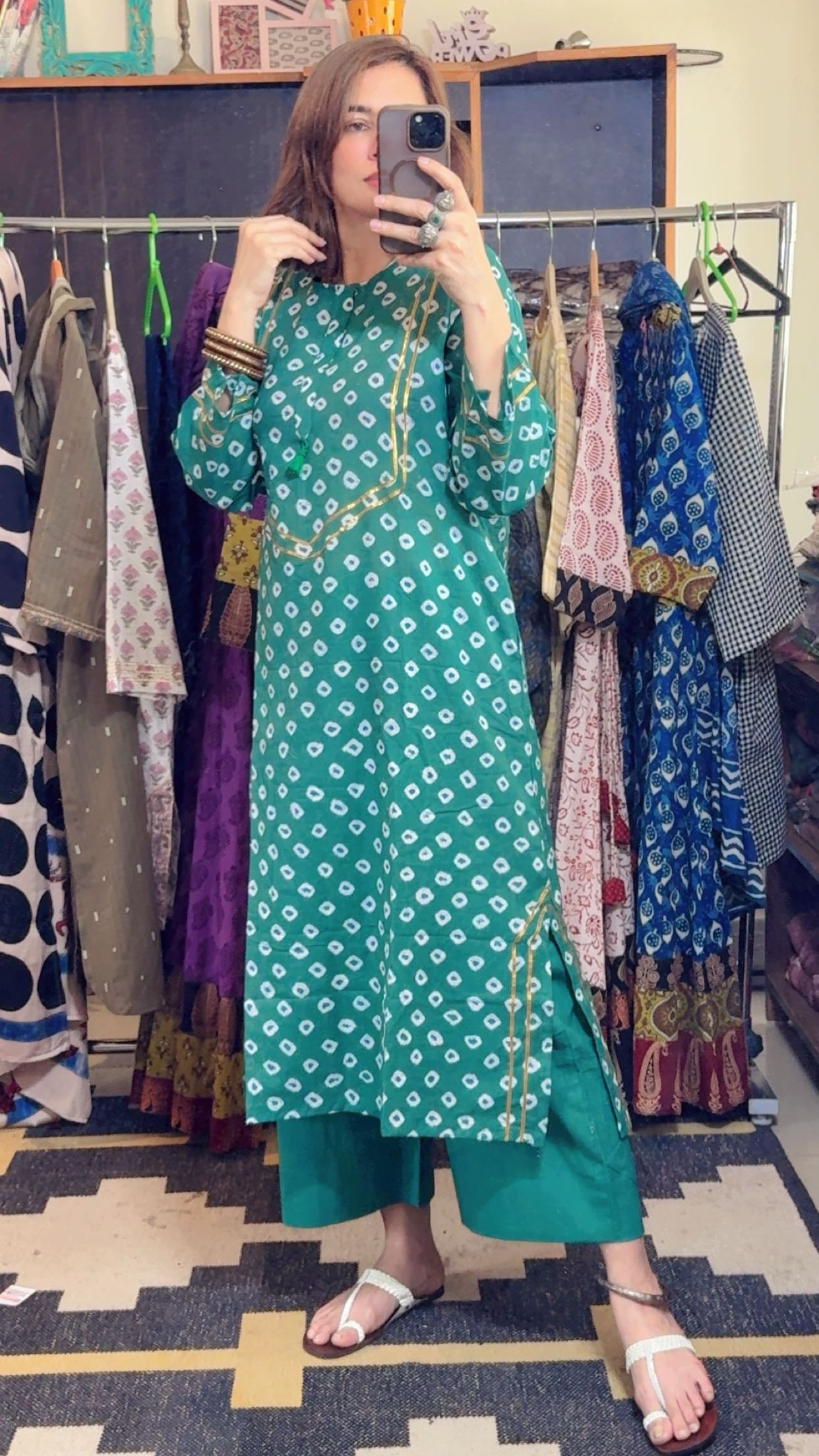 Handbandhni Mul Cotton Stitch Collection with Gota Detailing
