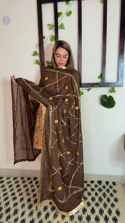 Heavy Gotta Festive Dupatta ✨ Brown color