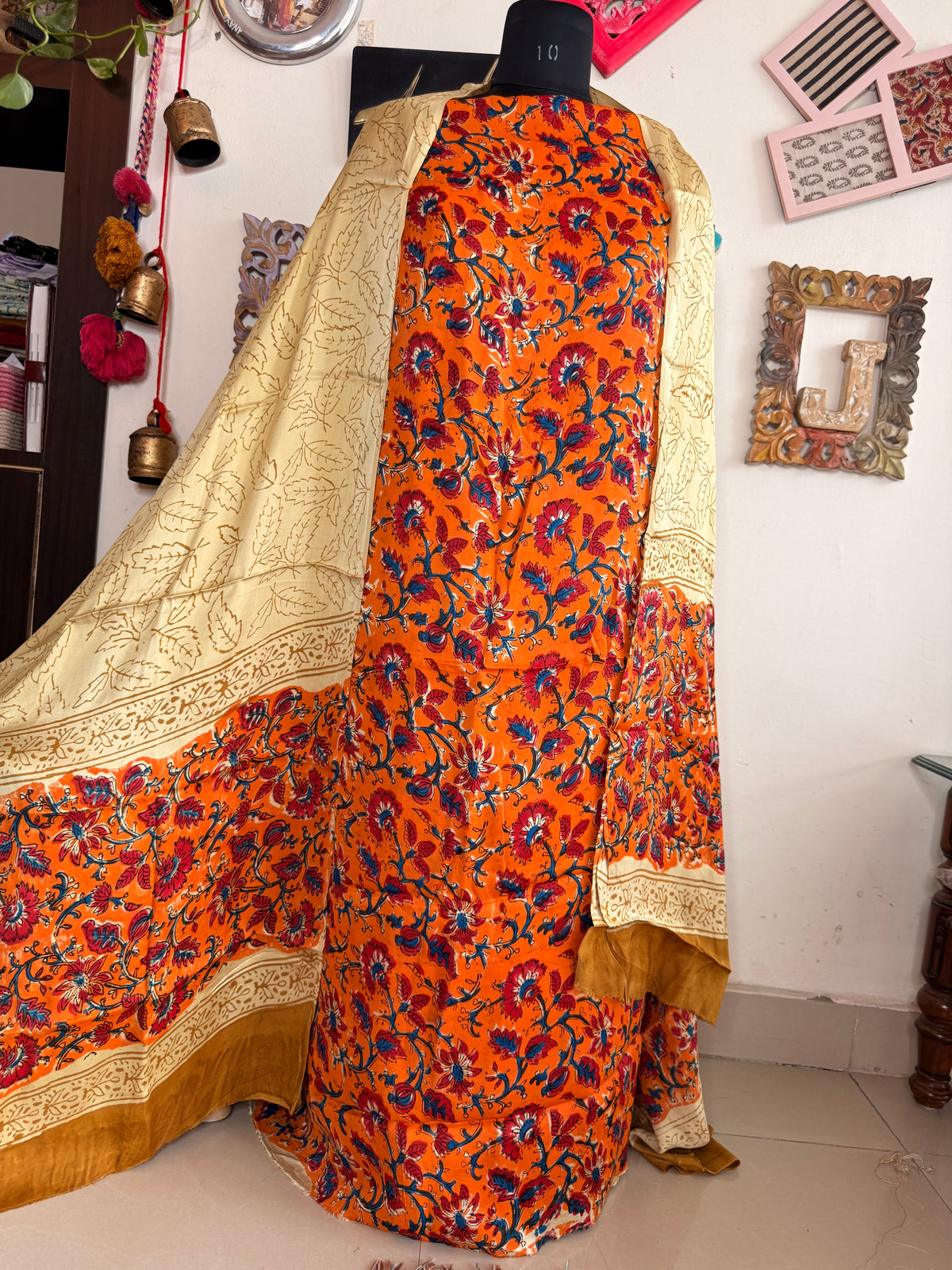 Premium Modal Silk Kalamkari Handblock Full Suit