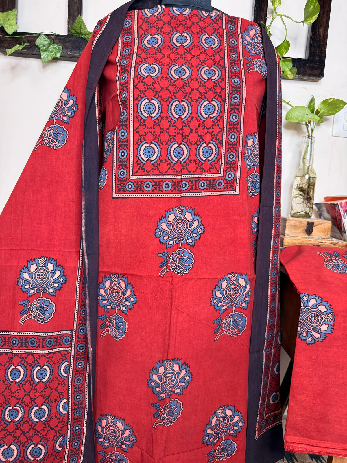 Taj Cotton Ajrakh 3-Piece Unstitched Suit ✨