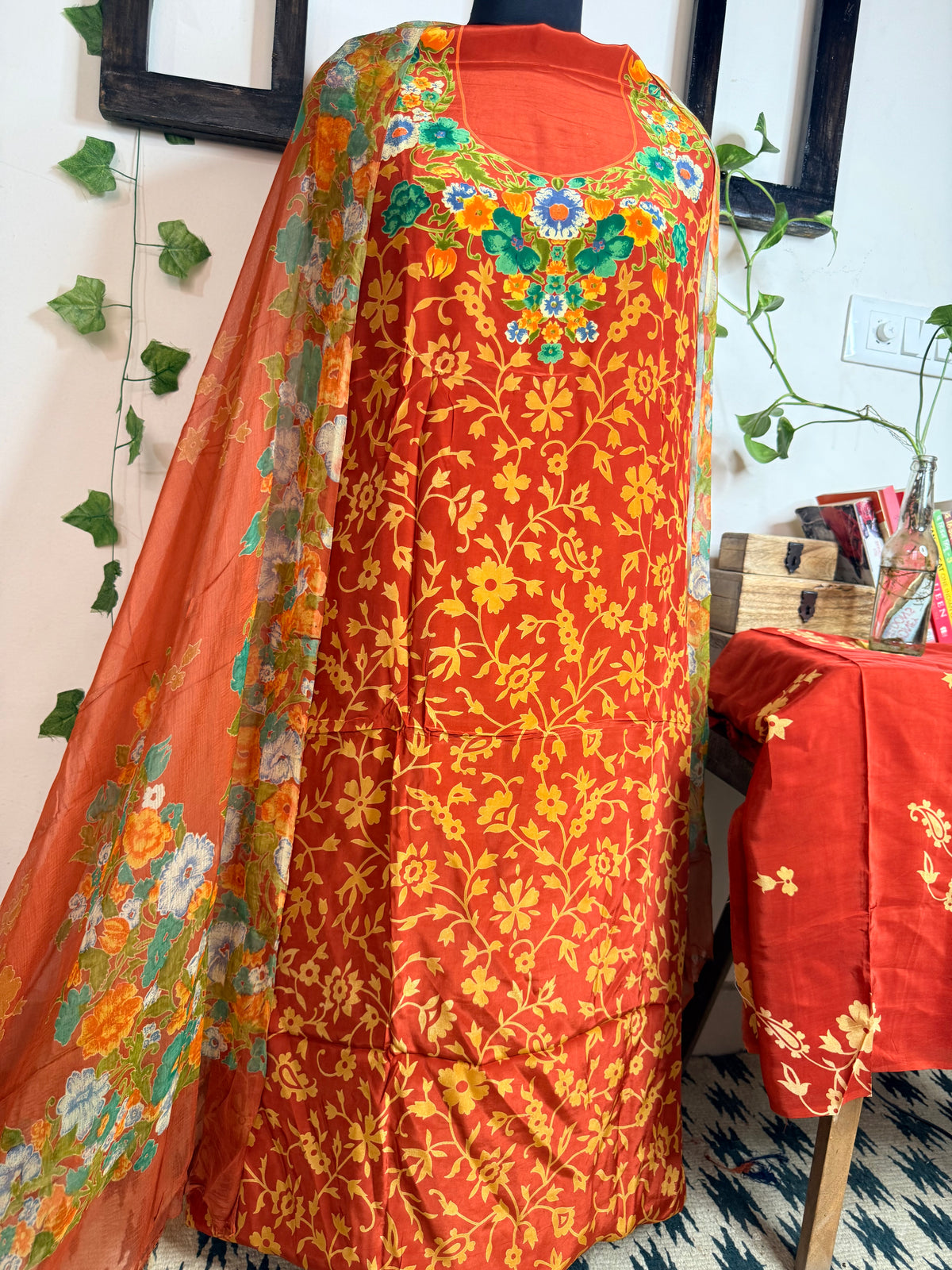 Natural Pure Crape Full Suit with Premium Chiffon Dupatta