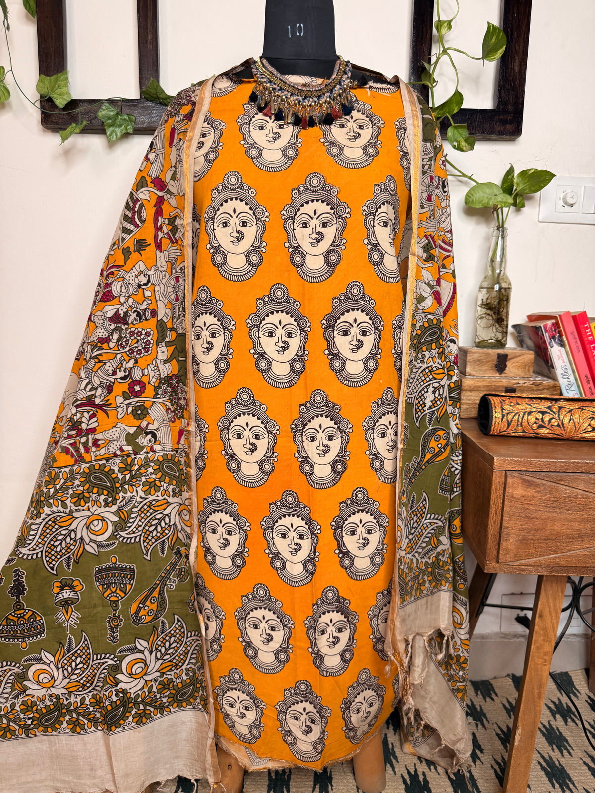 Kalamkari Cotton Silk Unstitched Suit ✨