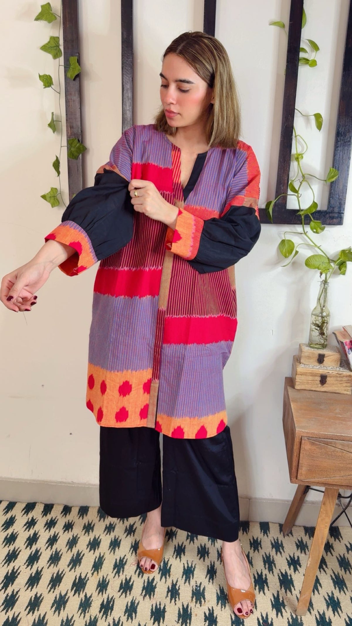 Uzbek Ikkat stitched Handloom Cotton 3-Piece Set ✨