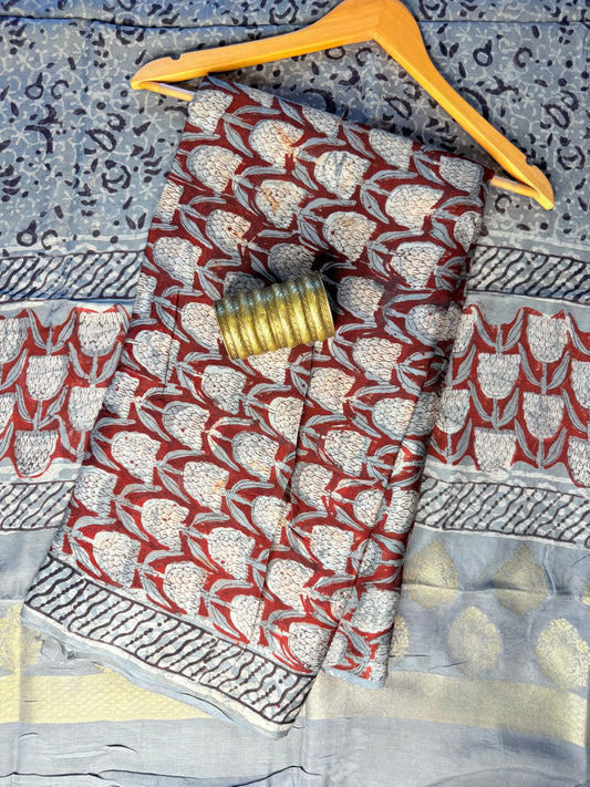 Modal Silk Full Suit with Kalamkari & Jhota Art (Handmade)
