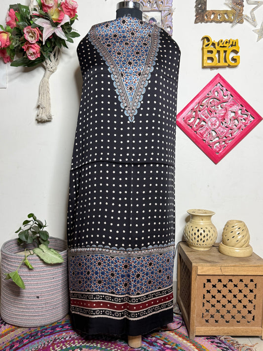 🌿 Ajrakh Handblock Modal Suit Set with Dupatta
