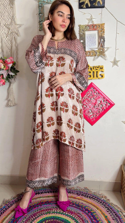 Vanaspati Modal Silk Cord Set – Ajrakh Print