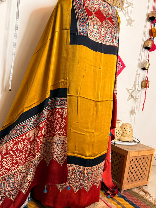 Modal Silk Designer Ajrakh Suit Set
