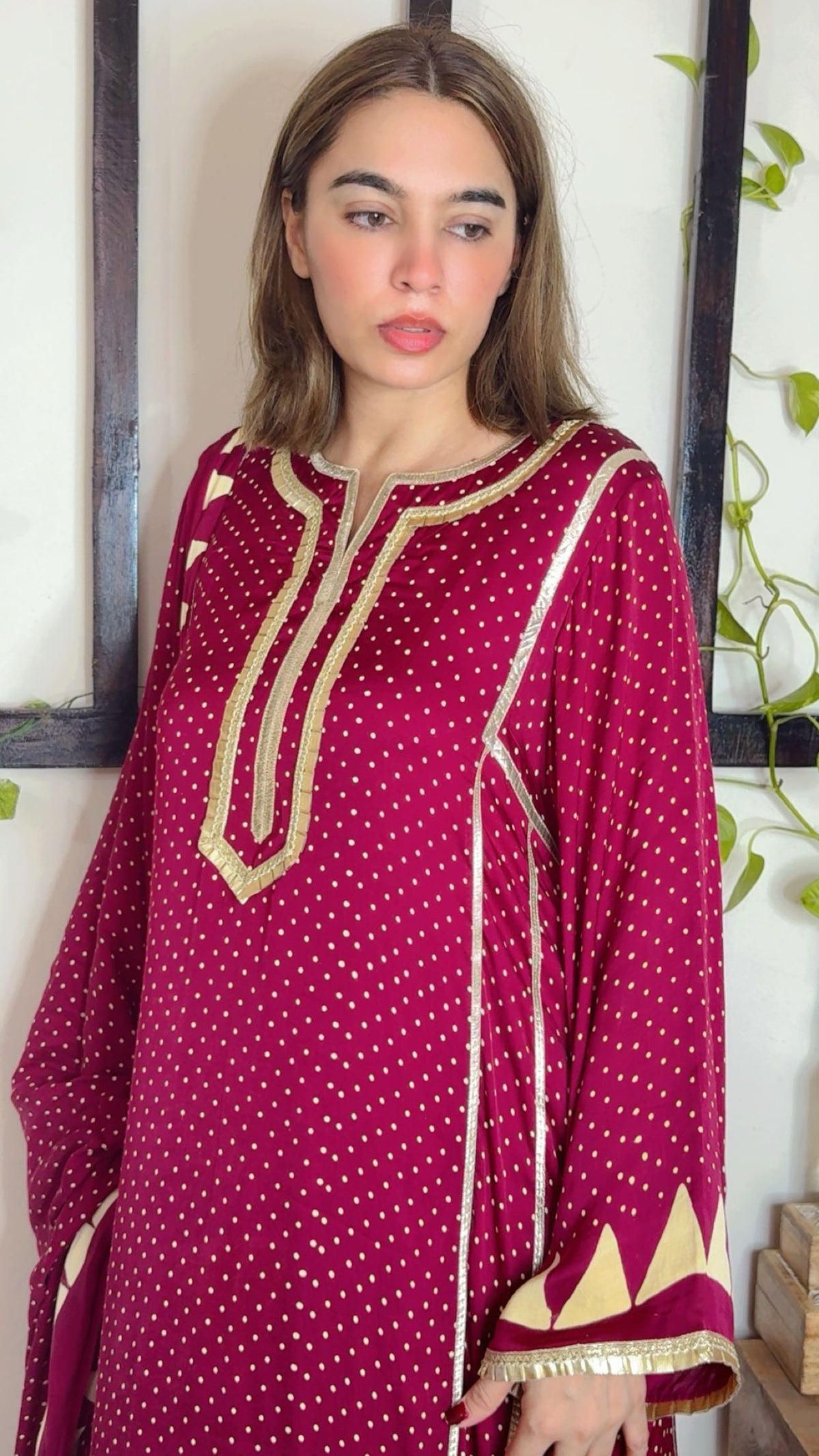 Modal Silk Stitch Suit with Heavy Gota Detailing