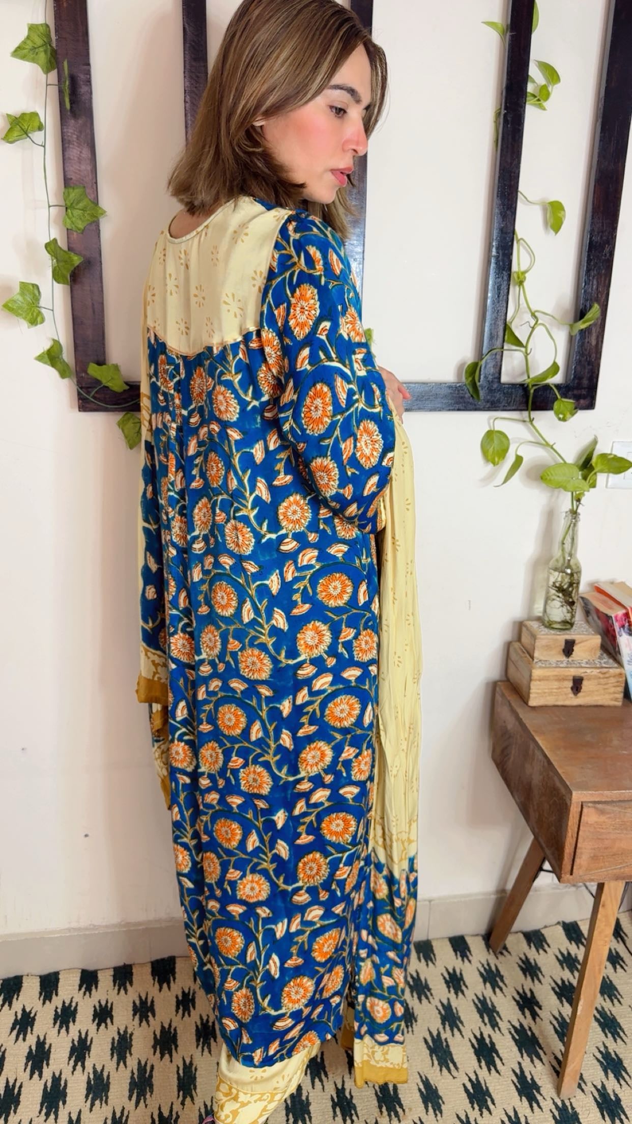 Modal silk Kalamkari stitched suit