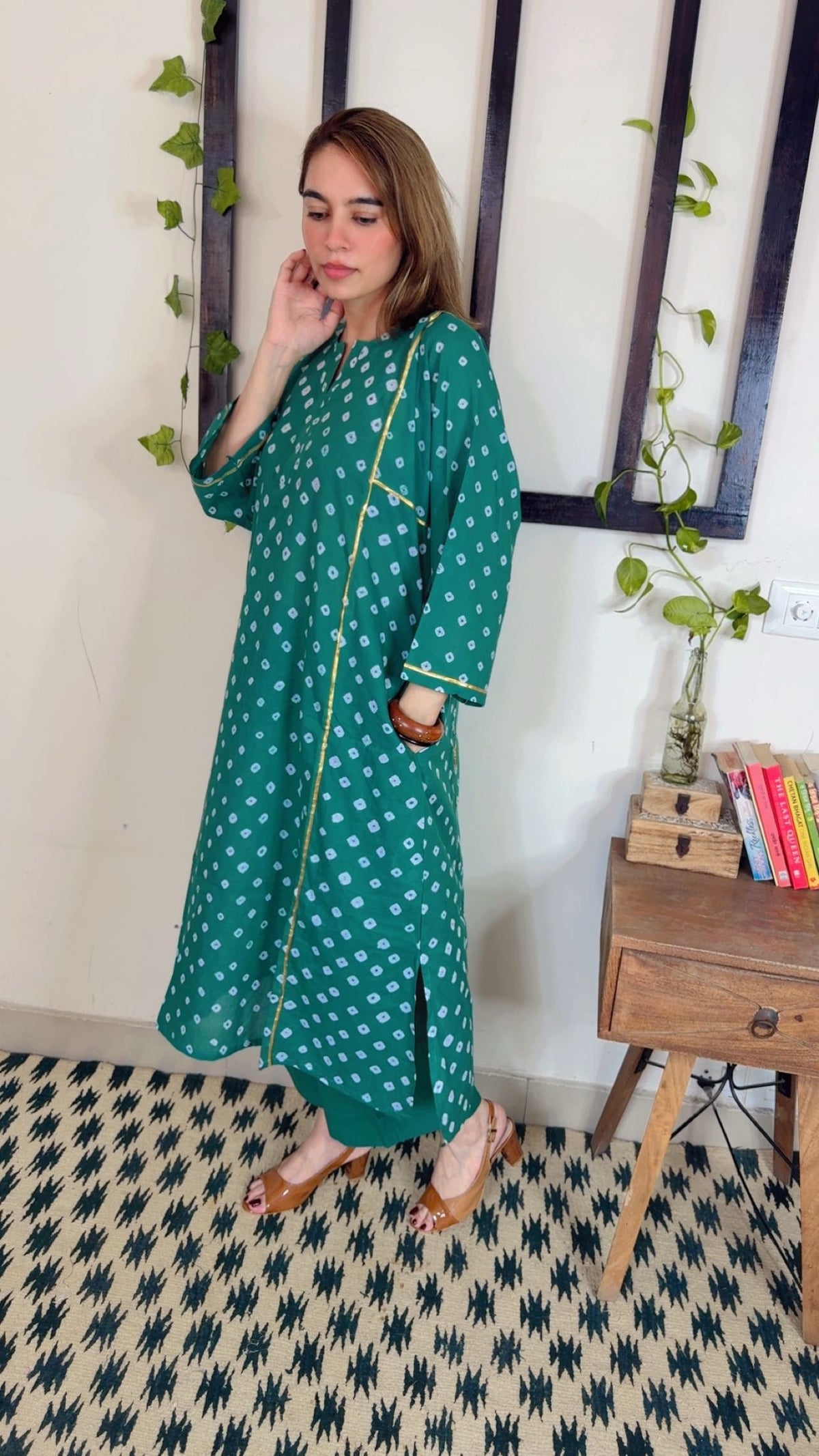 Premium Hand Bandhni Mulmul Cotton Phirn Set ✨