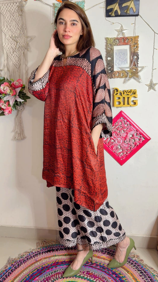 Vanaspati Modal Silk Cord Set – Ajrakh Print