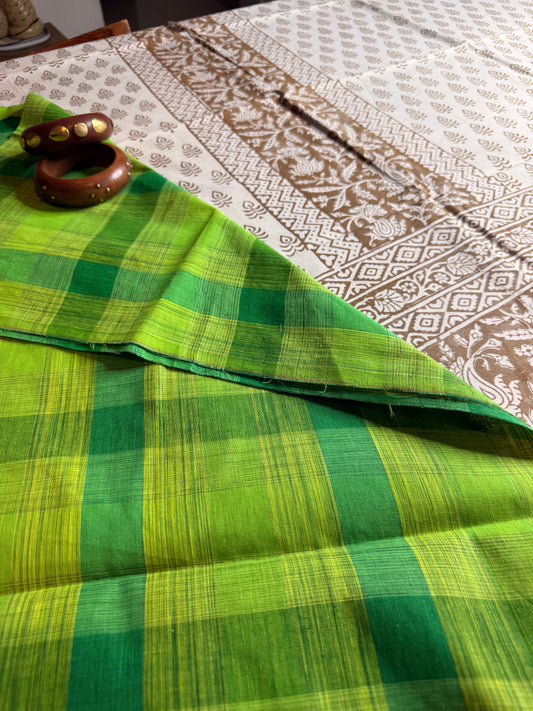 🌿 Ochre Bagh Kurta Set with Handloom Cotton Bottom