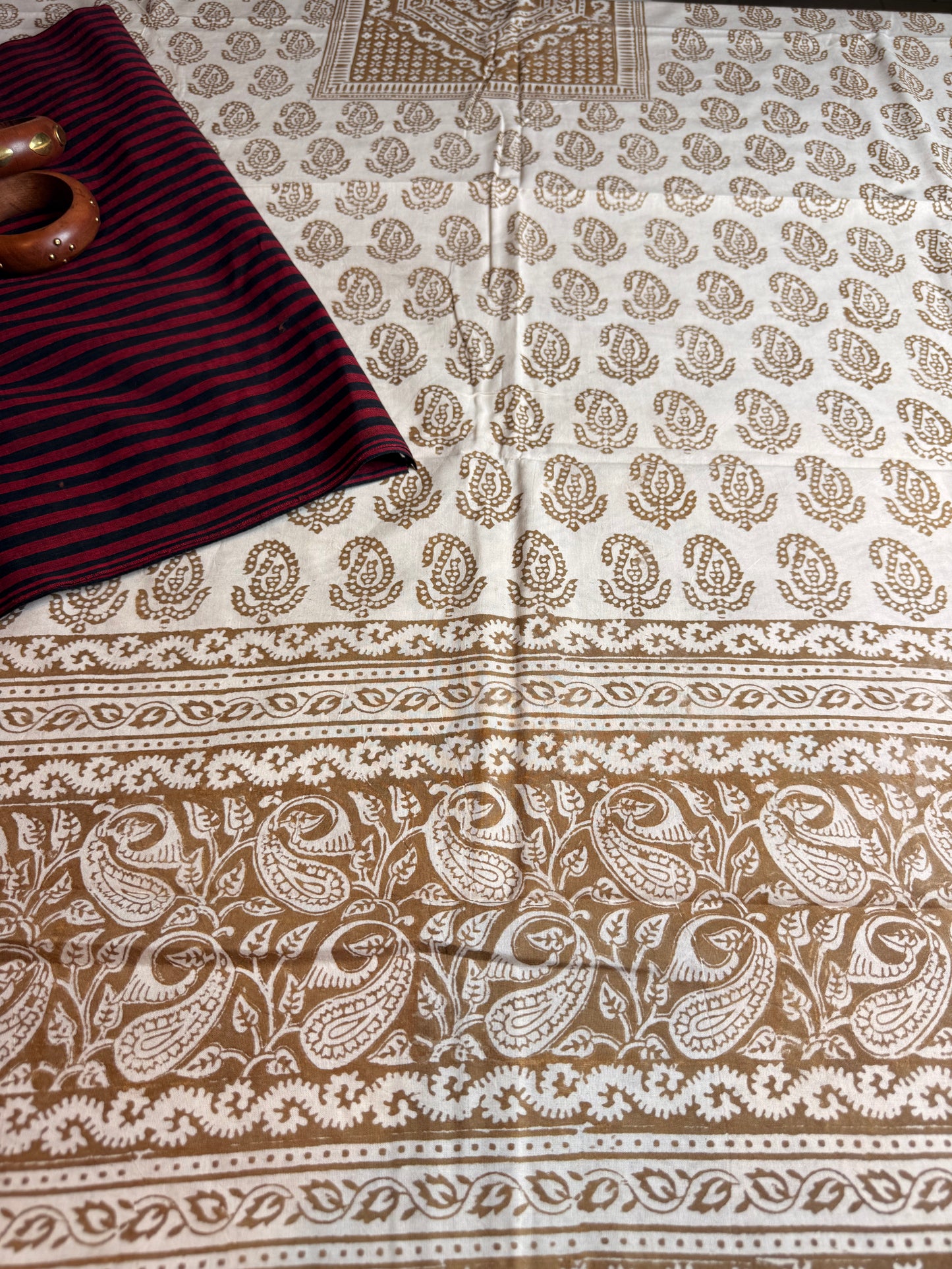 🌿 Ochre Bagh Kurta Set with Handloom Cotton Bottom