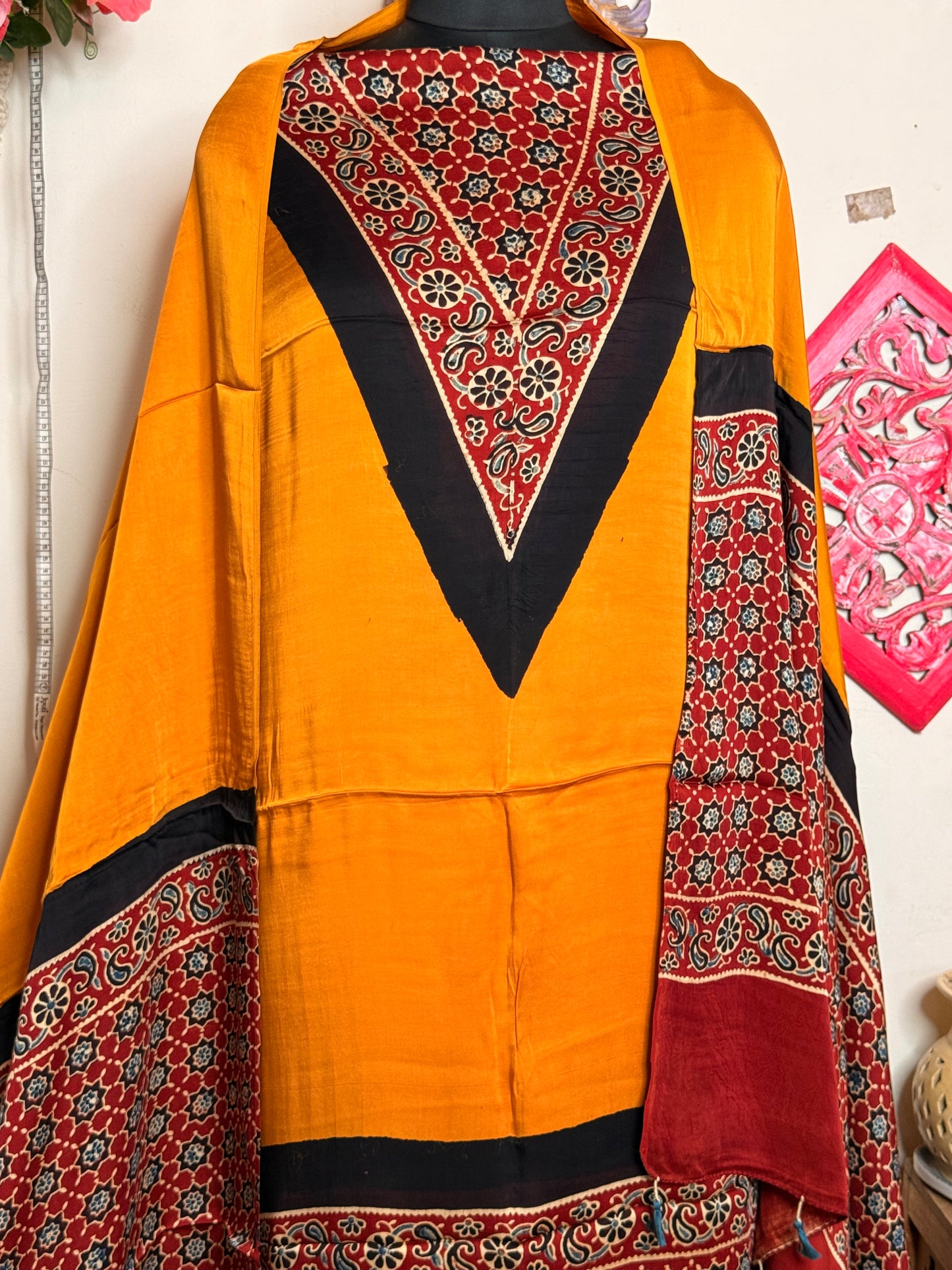 Modal Silk Designer Ajrakh Suit Set