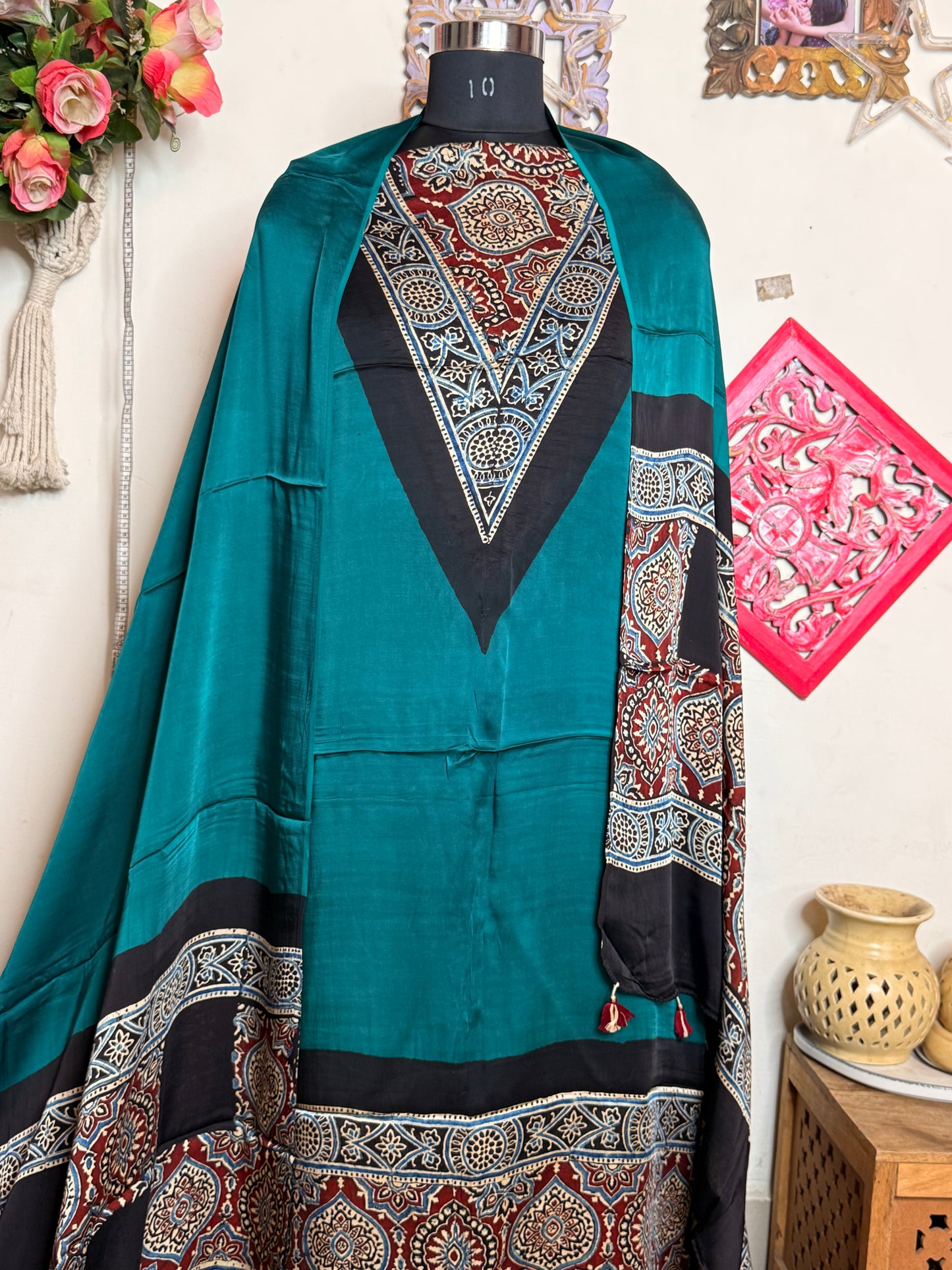 Modal Silk Designer Ajrakh Suit Set