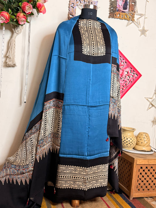 Modal Silk Designer Ajrakh Suit Set