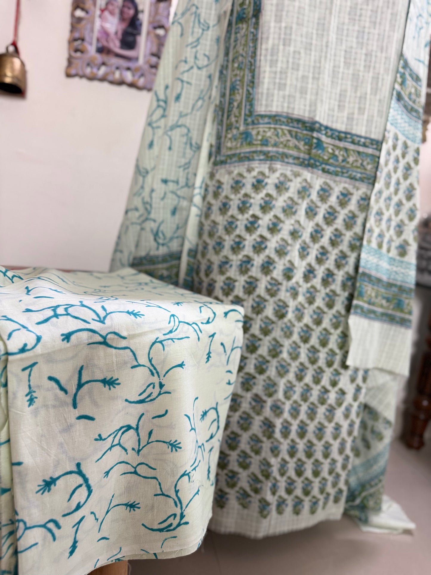 Kota Cotton Check Handblock Full Suit Set