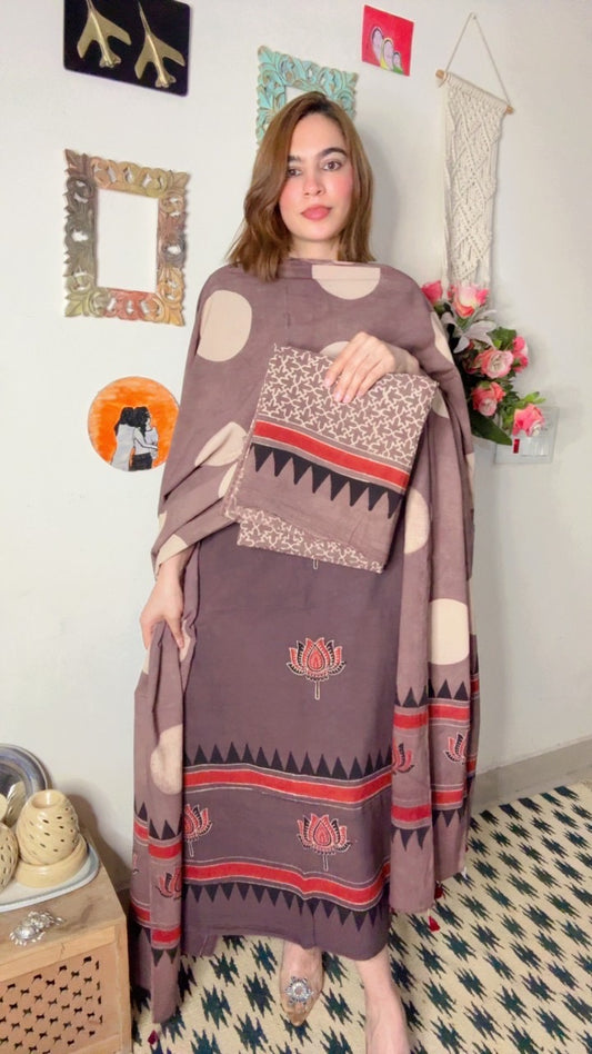Ajrakh suit set on Taj group cotton!!