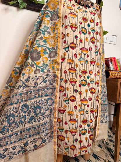 Kalamkari Cotton Silk Unstitched Suit ✨