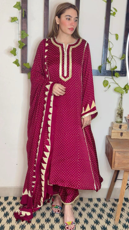 Modal Silk Stitch Suit with Heavy Gota Detailing