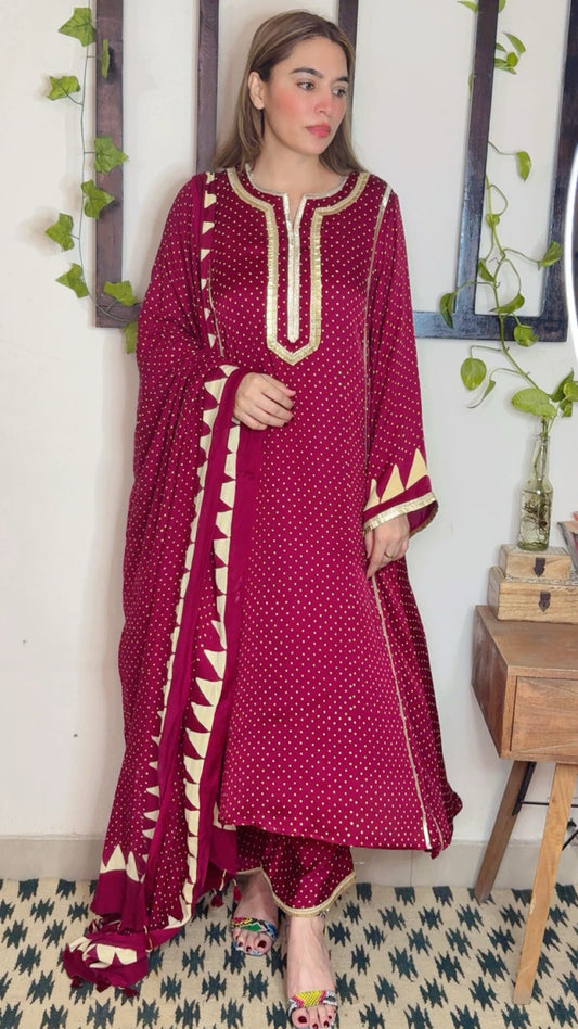 Modal Silk Stitch Suit with Heavy Gota Detailing