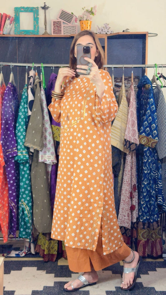Handbandhni Mul Cotton Stitch Collection with Gota Detailing