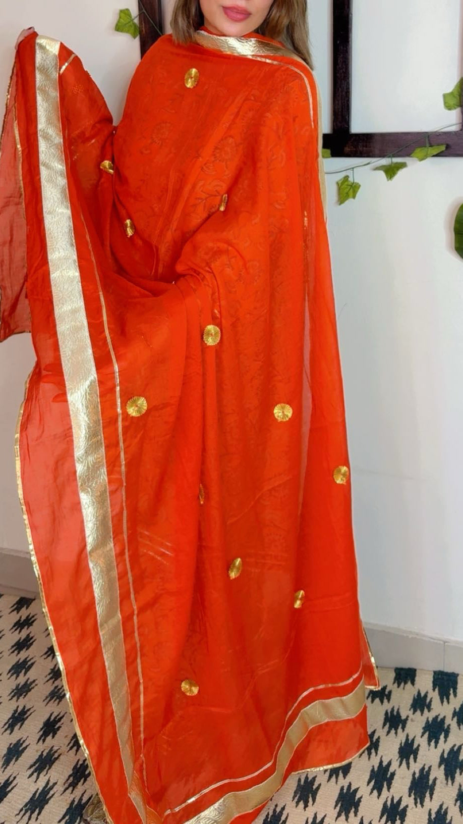 Heavy Gotta Festive Dupatta ✨ Orange color