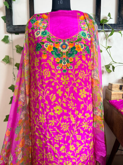 Natural Pure Crape Full Suit with Premium Chiffon Dupatta