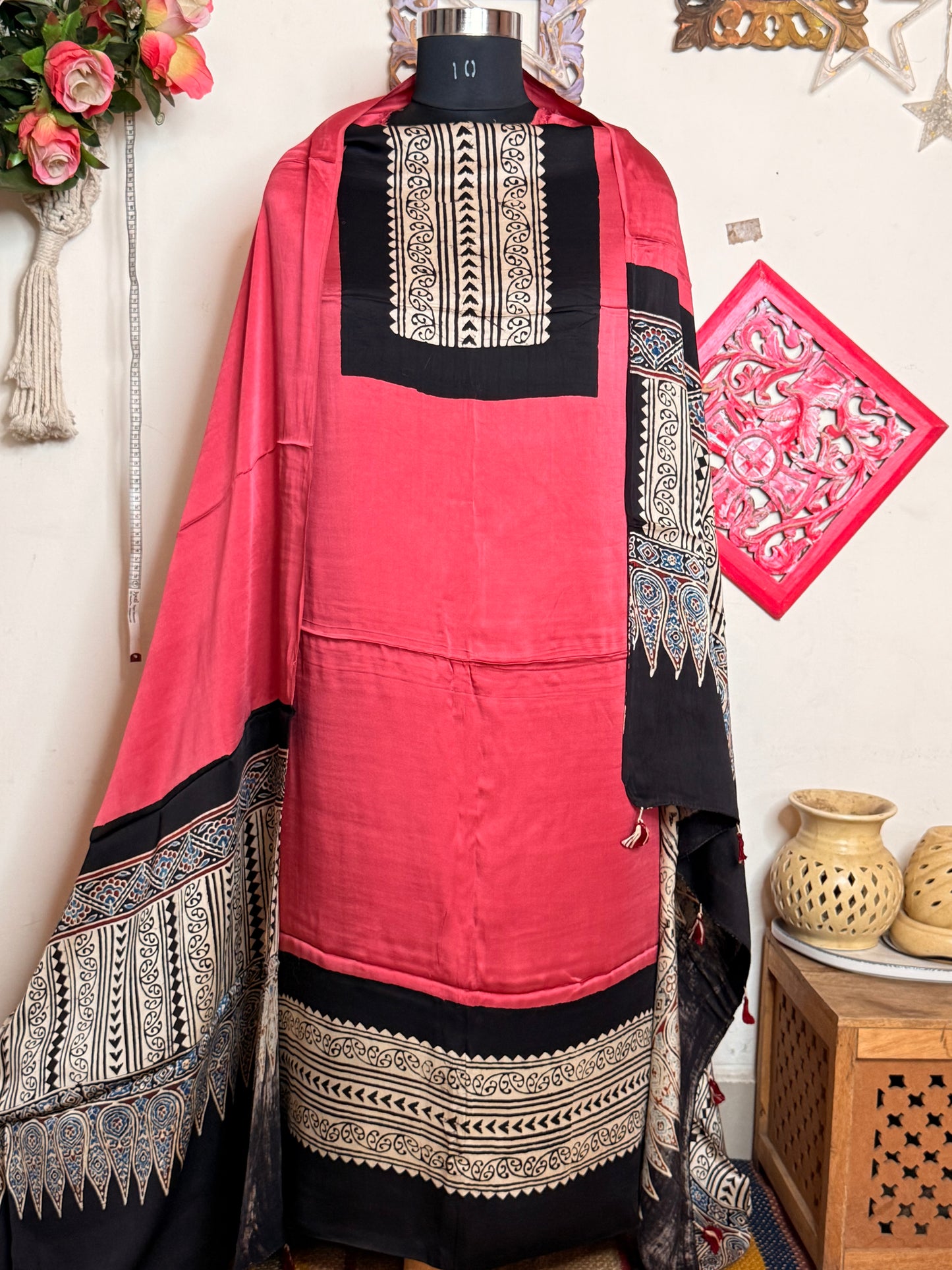 Modal Silk Designer Ajrakh Suit Set
