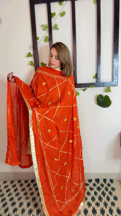 Heavy Gotta Festive Dupatta ✨ Orange color
