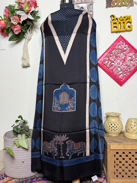 🌿 Ajrakh Handblock Modal Suit Set with Dupatta