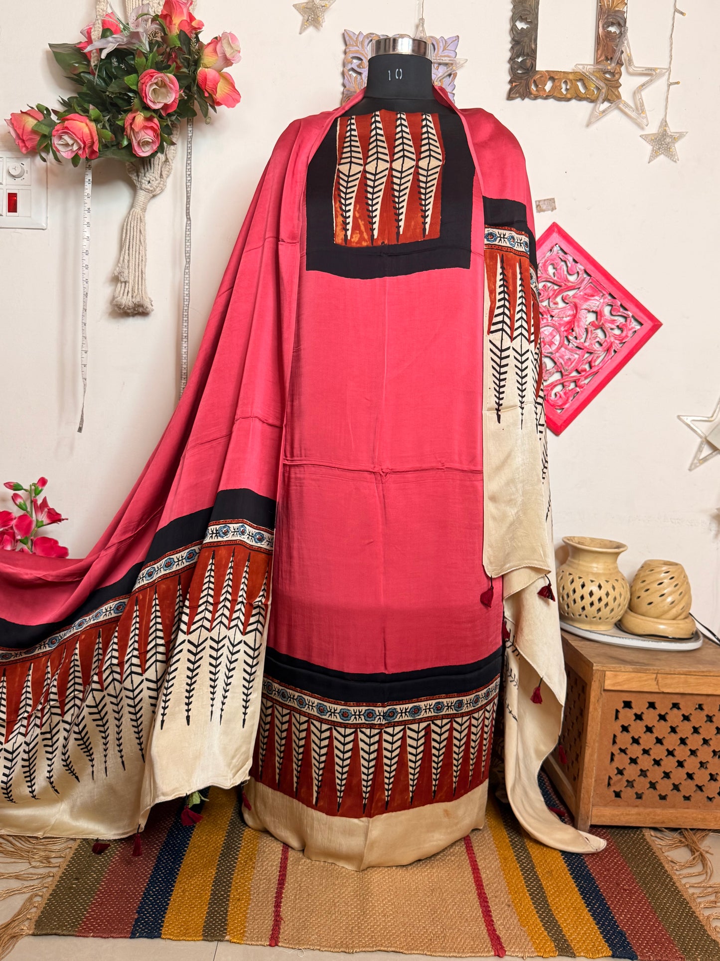 Modal Silk Designer Ajrakh Suit Set