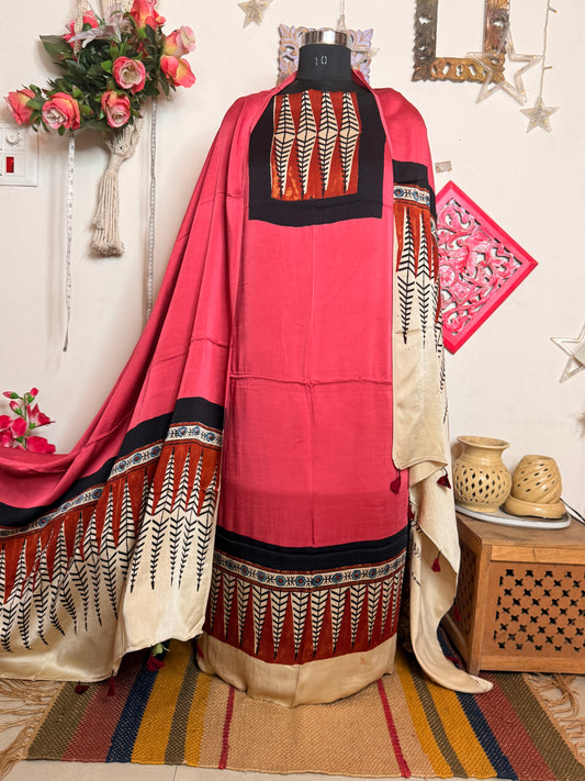 Modal Silk Designer Ajrakh Suit Set