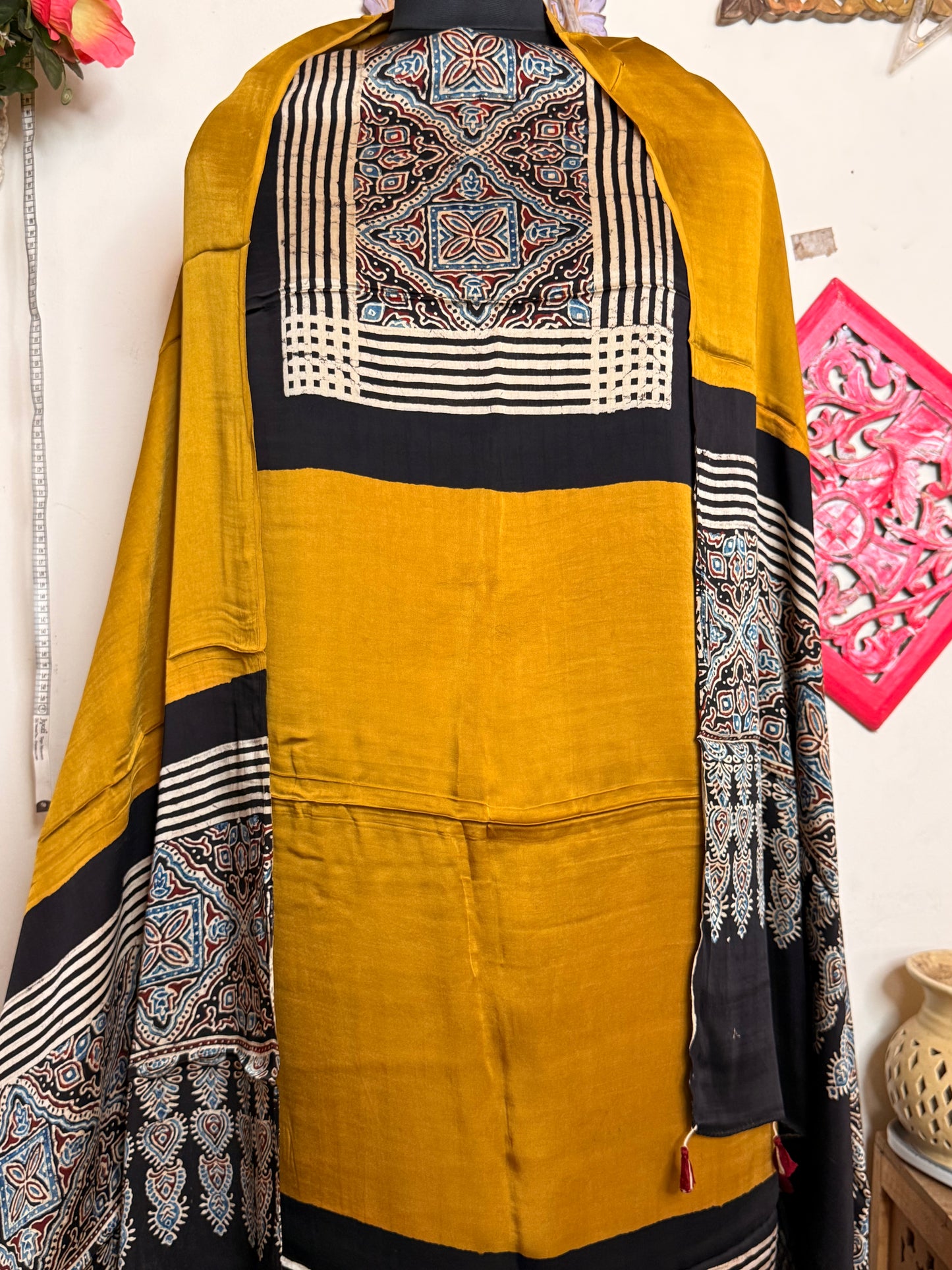 Modal Silk Designer Ajrakh Suit Set