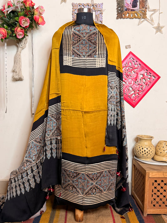 Modal Silk Designer Ajrakh Suit Set