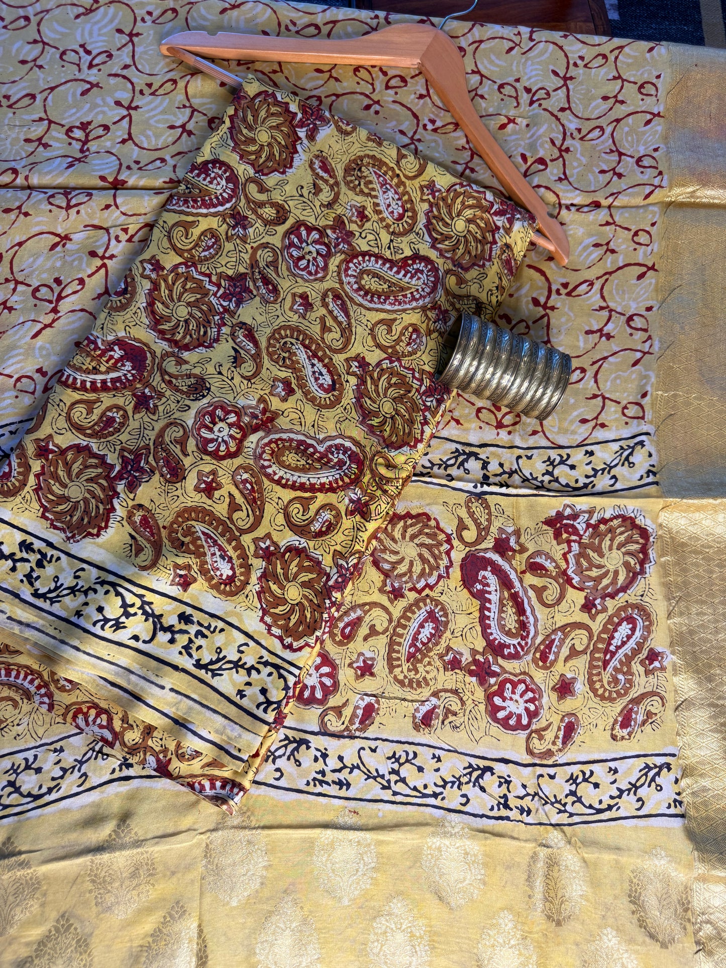 Modal Silk Full Suit with Kalamkari & Jhota Art (Handmade)