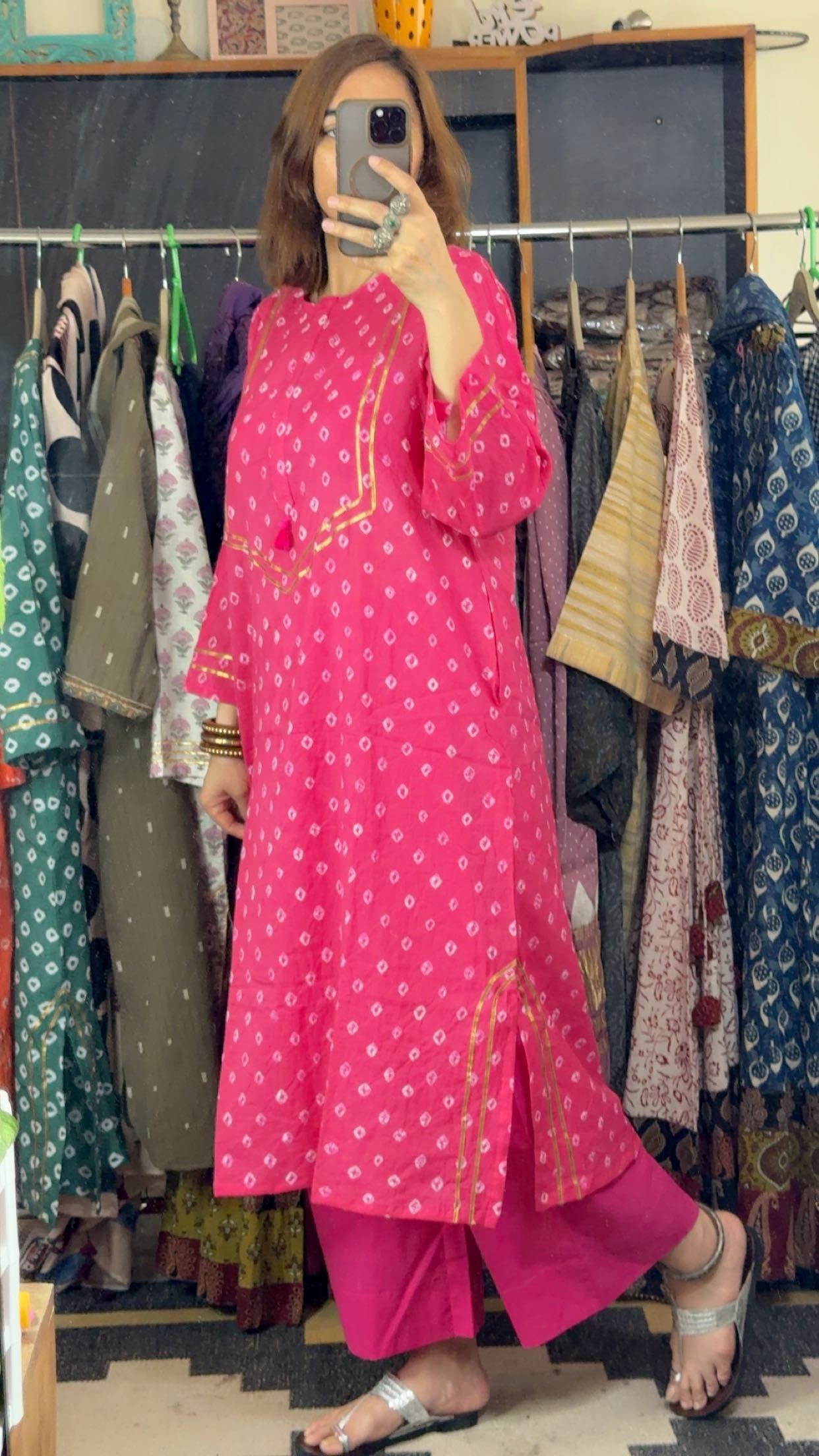 Handbandhni Mul Cotton Stitch Collection with Gota Detailing