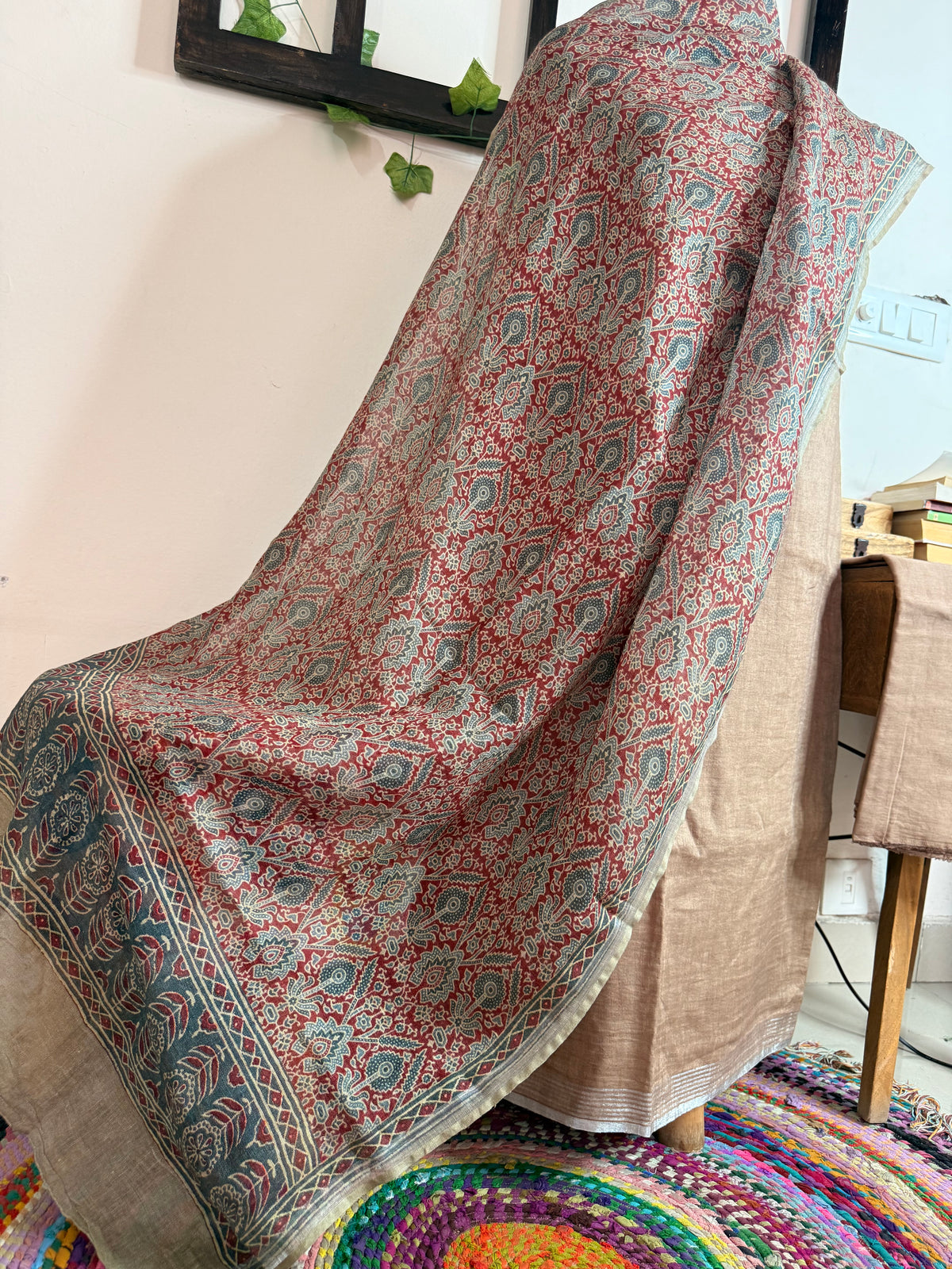 Pure Linen Ajrakh & Kalamkari Digital Print Suit✨