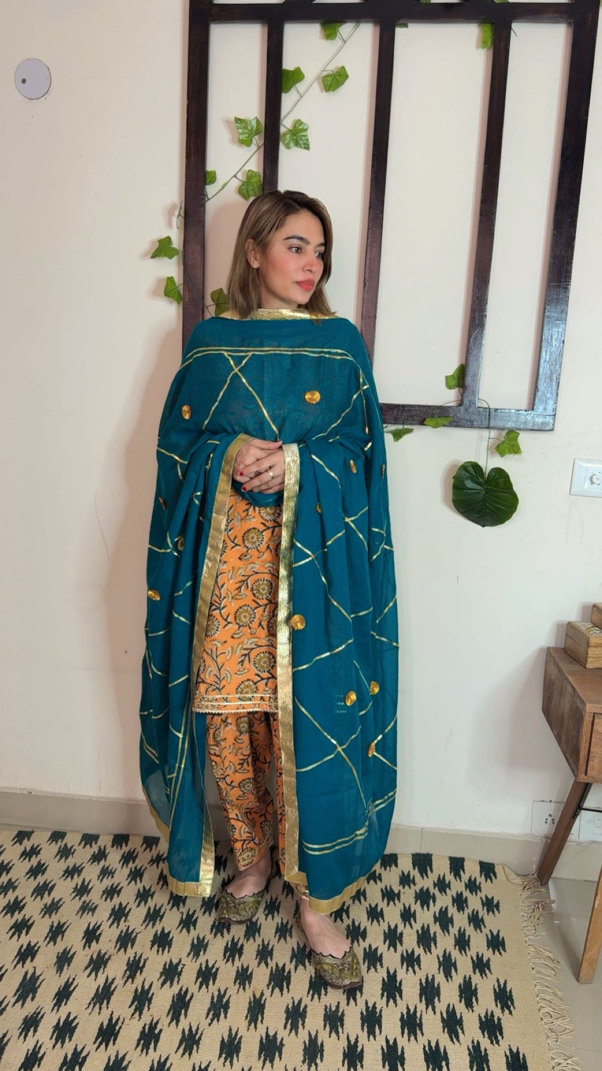 Heavy Gotta Festive Dupatta✨ Rama green color