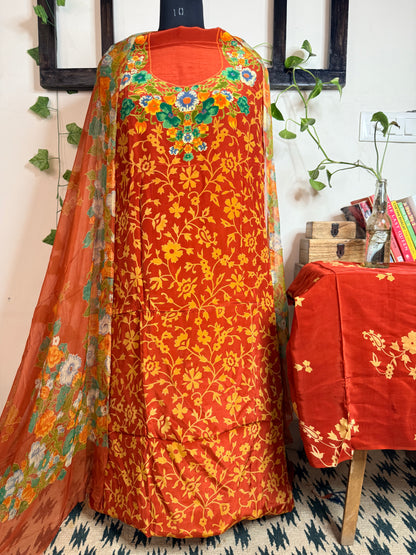 Natural Pure Crape Full Suit with Premium Chiffon Dupatta