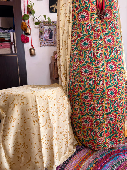 Premium Modal Silk Kalamkari Handblock Full Suit
