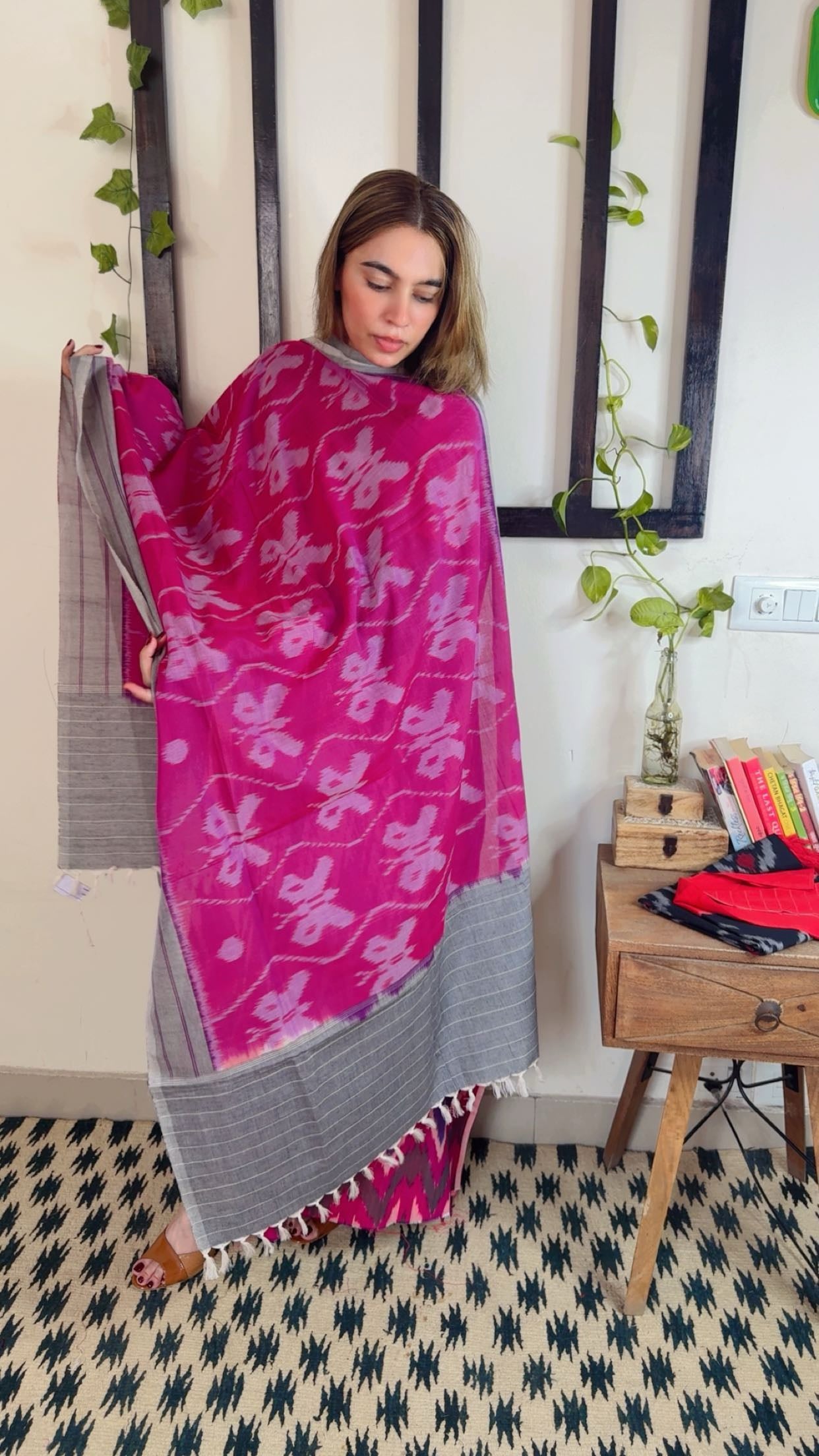 Uzbek Ikkat unstitched Handloom Cotton 3-Piece Set ✨