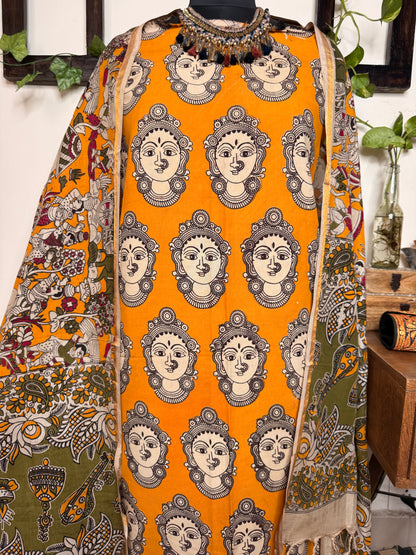 Kalamkari Cotton Silk Unstitched Suit ✨