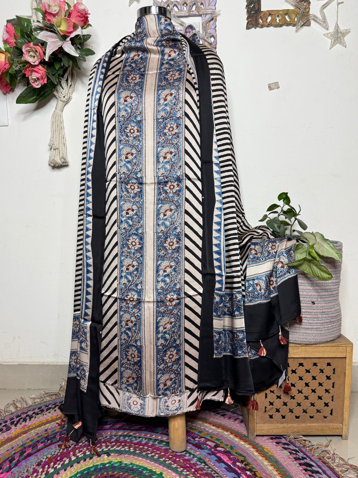 🌿 Ajrakh Handblock Modal Suit Set with Dupatta