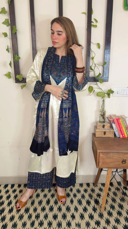 Premium Mashru Silk Ajrakh Suit ✨