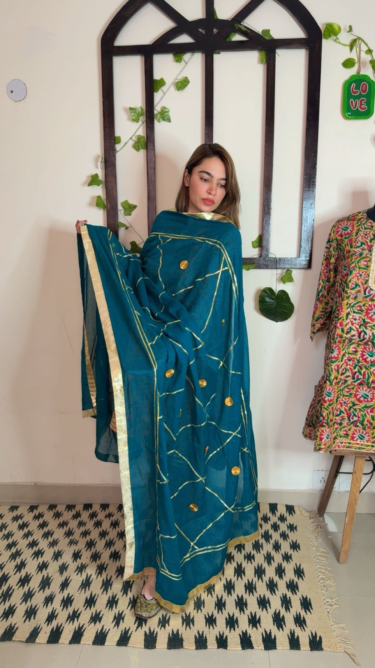 Heavy Gotta Festive Dupatta✨ Rama green color
